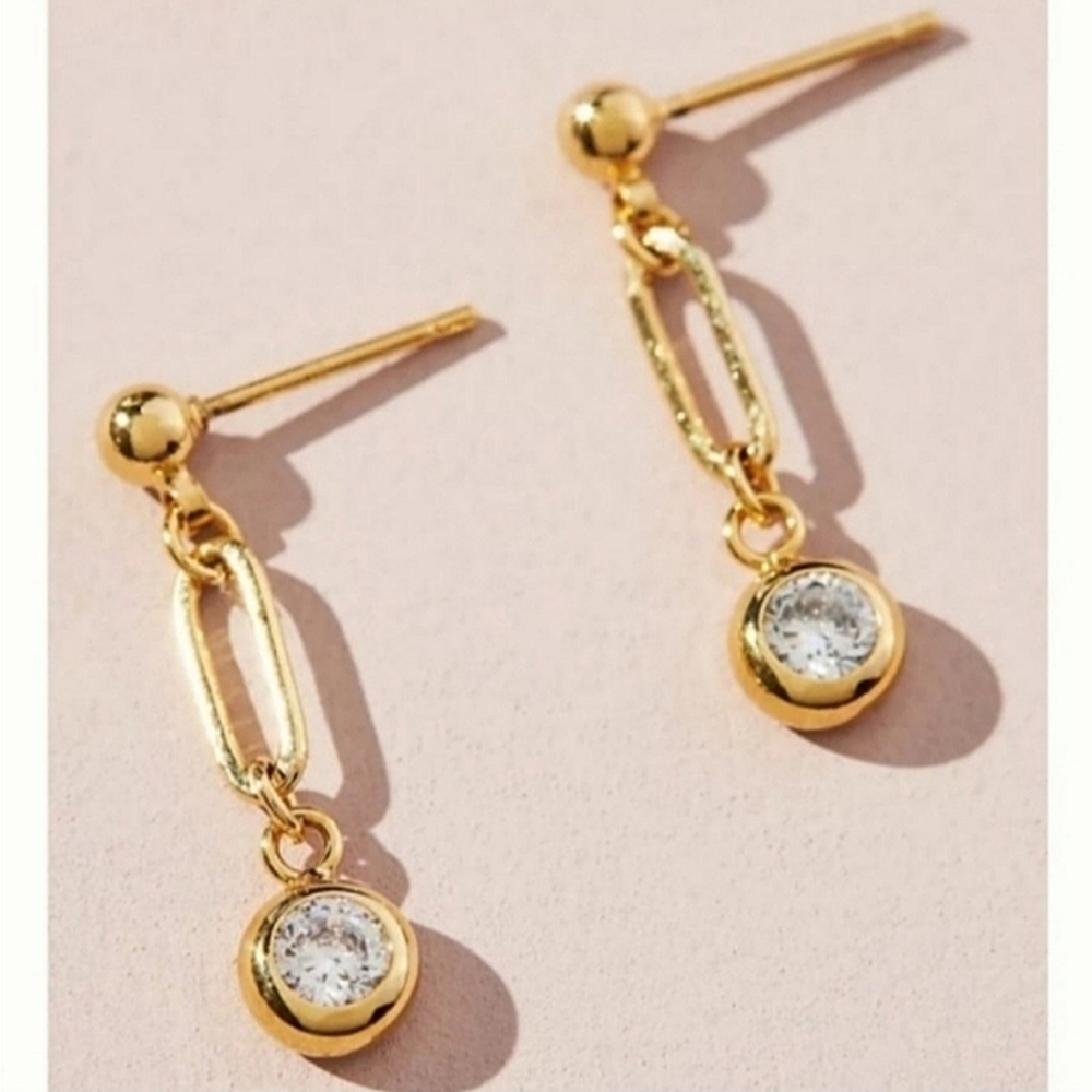 Anthropologie Crystal Link Drop Earrings